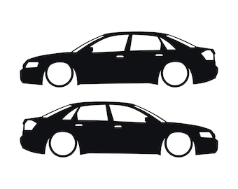 Set Of 2 Lowered Car Silhouette Decal Stickers For Audi A4 S6 B6 Saloon Sedan
