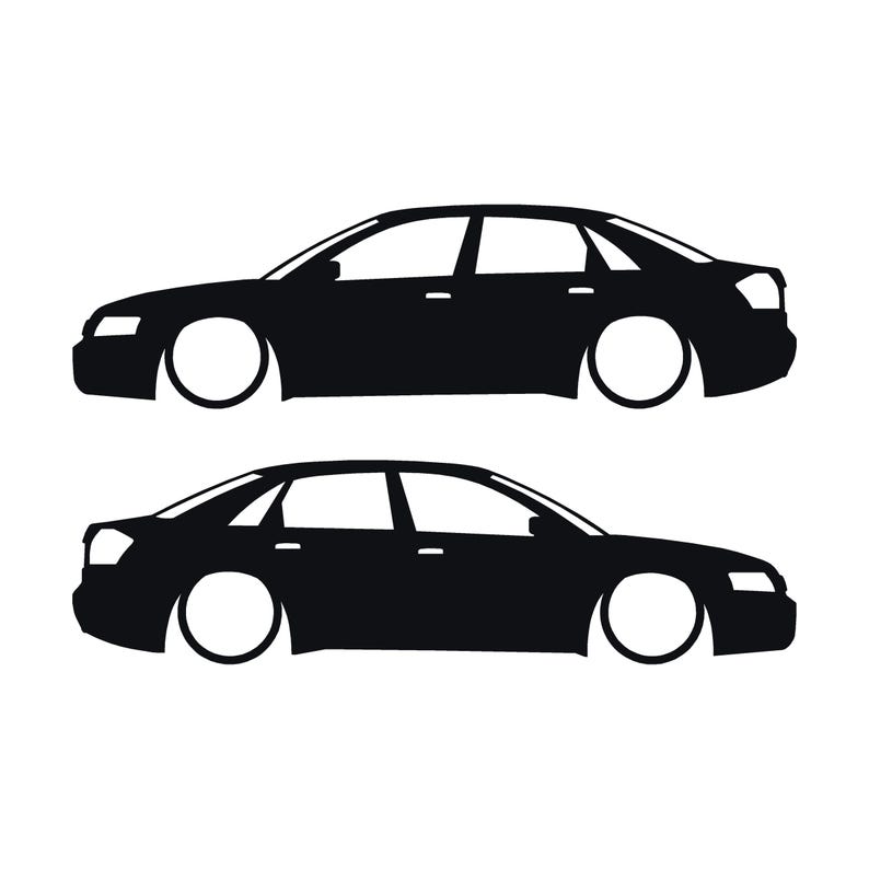 Set Of 2 Lowered Car Silhouette Decal Stickers For Audi A4 S6 B6 Saloon Sedan Black
