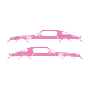 Set mit 2 Auto-Silhouette-Aufklebern für Chevrolet Camaro Z28 2. Generation 1978-79 Coupé Soft Pink