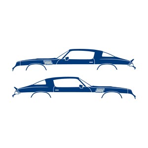 Set mit 2 Auto-Silhouette-Aufklebern für Chevrolet Camaro Z28 2. Generation 1978-79 Coupé Blau
