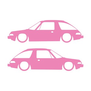 Juego de 2 pegatinas decorativas con silueta de coche rebajado para AMC Pacer Classic Soft Pink