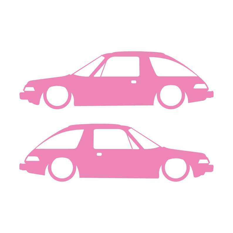 Juego de 2 pegatinas decorativas con silueta de coche rebajado para AMC Pacer Classic Soft Pink