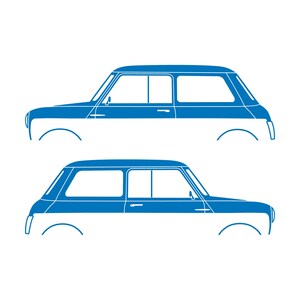 Set Of 2 Car Silhouette Decal Stickers For Classic Mk2 Mini Cooper Hatchback Sky Blue