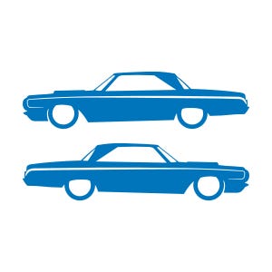 Set Of 2 Car Silhouette Decal Stickers For 1964 Dodge Polara Max Wedge 2-door Hardtop Coupe Sky Blue