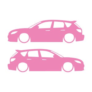 Set di 2 adesivi con silhouette di auto ribassate per Mazda 3 BK 1a generazione Mazdaspeed3 MPS Soft Pink