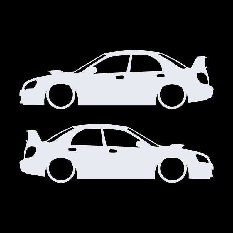 Set Of 2 Car Silhouette Decal Stickers For Subaru Impreza WRX STI 2nd Gen Blob Eye White