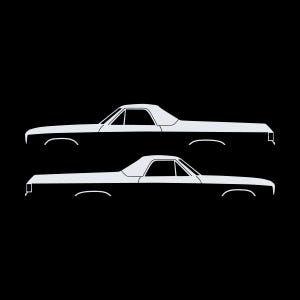 Set Of 2 Car Silhouette Decal Stickers For 1974 Chevrolet El Camino 4th Gen White