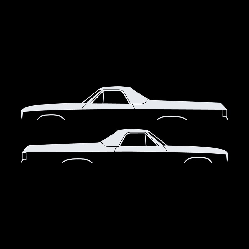 Set Of 2 Car Silhouette Decal Stickers For 1974 Chevrolet El Camino 4th Gen White