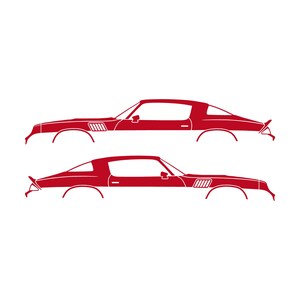 Set mit 2 Auto-Silhouette-Aufklebern für Chevrolet Camaro Z28 2. Generation 1978-79 Coupé Rot
