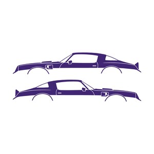 Set Of 2 Car Silhouette Decal Stickers For Pontiac Firebird Trans Am 2nd Gen 1977-78 Purple