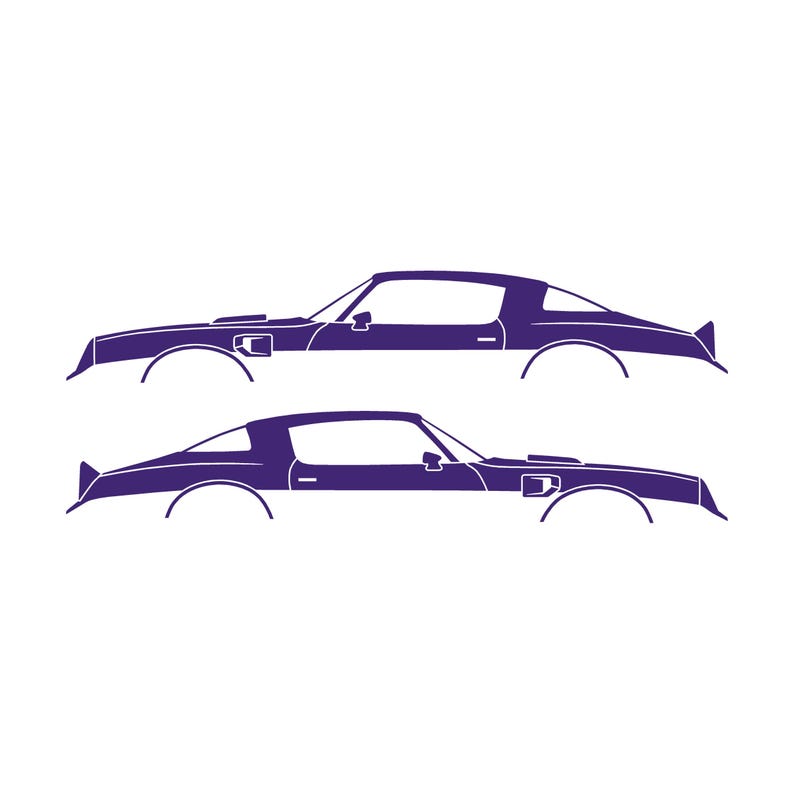 Set Of 2 Car Silhouette Decal Stickers For Pontiac Firebird Trans Am 2nd Gen 1977-78 Purple