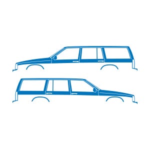 Zestaw 2 naklejek z sylwetkami samochodów do Volvo 745 Wagon Sky Blue
