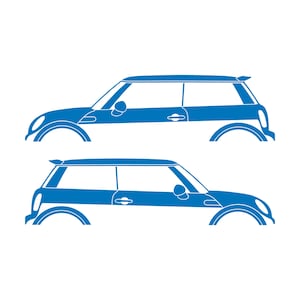Set Of 2 Car Silhouette Decal Stickers For Mini Cooper S R56 - Mk2 - 2nd Gen Sky Blue