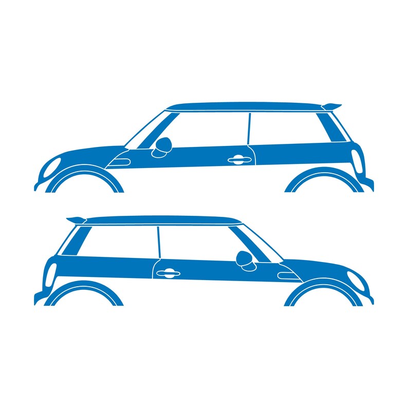 Set Of 2 Car Silhouette Decal Stickers For Mini Cooper S R56 - Mk2 - 2nd Gen Sky Blue