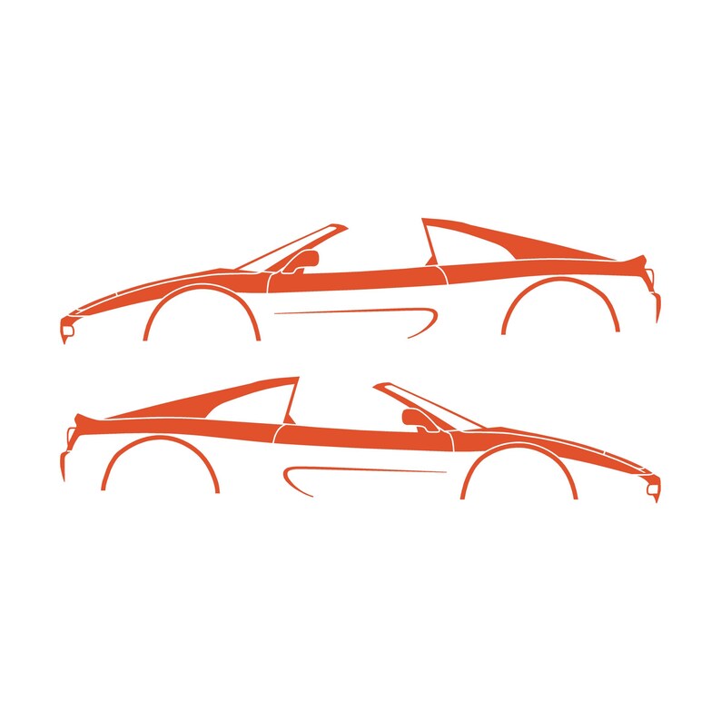 Set Of 2 Car Silhouette Decal Stickers For SuperFerrari F355 GTS Orange