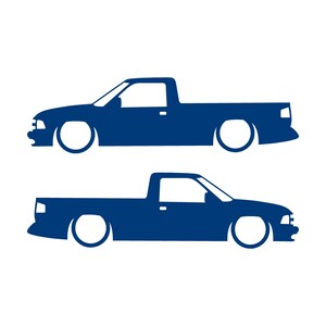 Set Of 2 Lowered Car Silhouette Decal Stickers For Chevrolet S10 2nd Gen Single Cab 1994-97 Blue