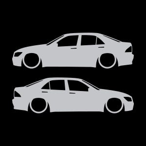 Set Of 2 Lowered Car Silhouette Decal Stickers For Toyota Altezza Silver