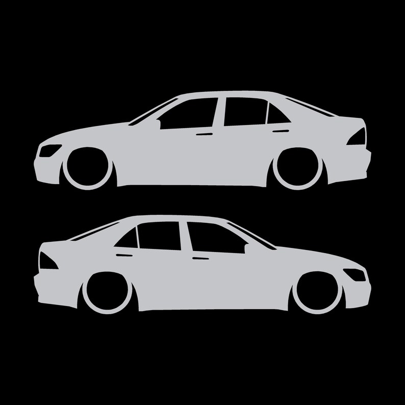 Set Of 2 Lowered Car Silhouette Decal Stickers For Toyota Altezza Silver