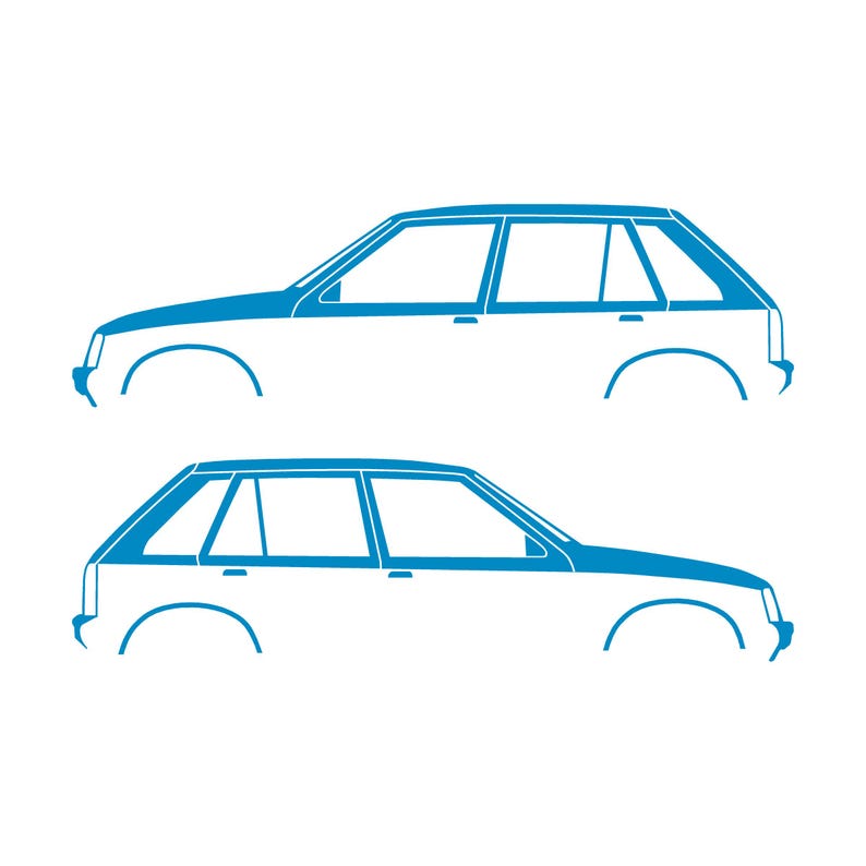 オペル・コルサA、ボクスホール・ノヴァ5ドアハッチバック用カーシルエットデカールステッカー2枚セット Light Blue