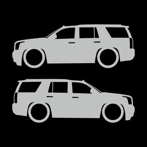 Set med 2 sänkta silhuettdekaler för GMC Yukon 4:e generationens SLT 2015-20 Light Grey