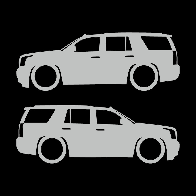 Set med 2 sänkta silhuettdekaler för GMC Yukon 4:e generationens SLT 2015-20 Light Grey