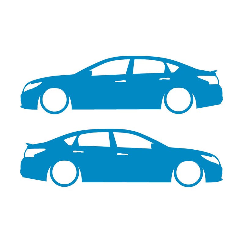 Set Of 2 Car Silhouette Decal Stickers For Nissan Altima 5th Gen Facelift 2016-18 Light Blue