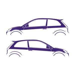 Set Of 2 Car Silhouette Decal Stickers For Ford Fiesta ST Mk6 3-door Hatchback Purple