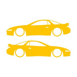 Set di 2 adesivi con silhouette di auto ribassata per Mitsubishi GTO 3000GT Giallo