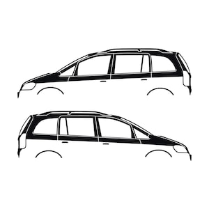 Set Of 2 Car Silhouette Decal Stickers For Vauxhall Opel Zafira A Mk1 Black