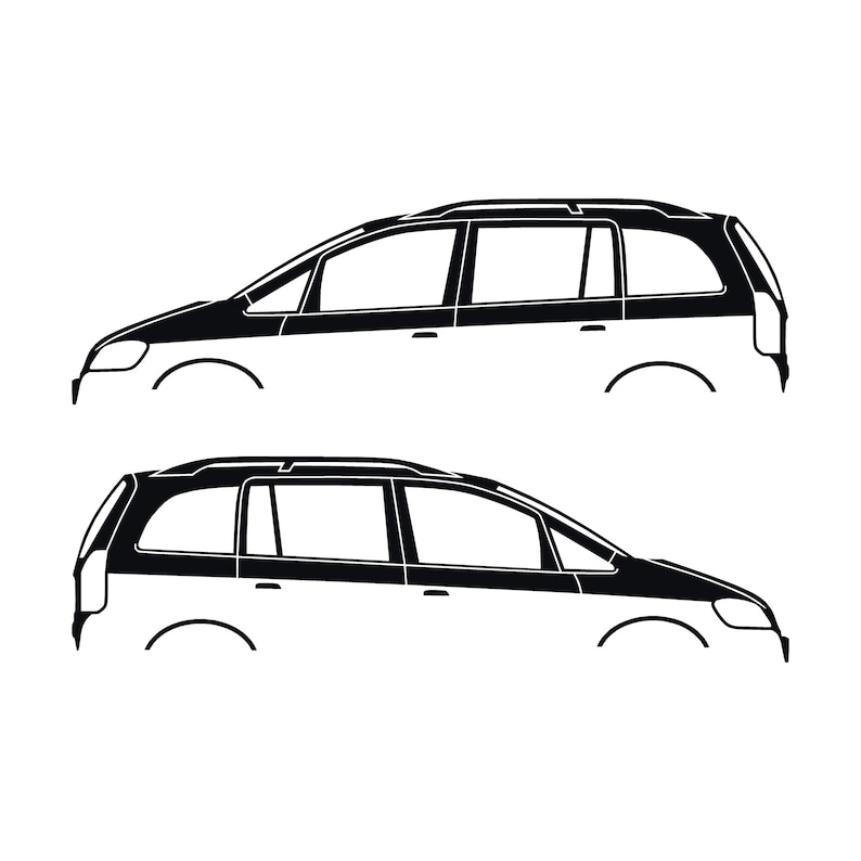 Set Of 2 Car Silhouette Decal Stickers For Vauxhall Opel Zafira A Mk1 Black