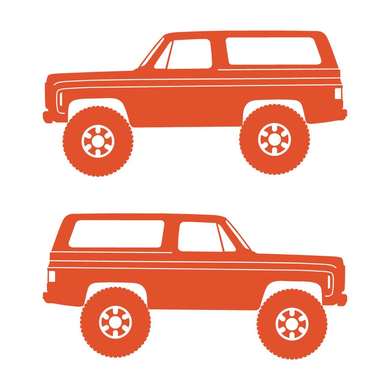 Set Of 2 Lifted Car Silhouette Decal Stickers For Chevrolet K5 Blazer Orange