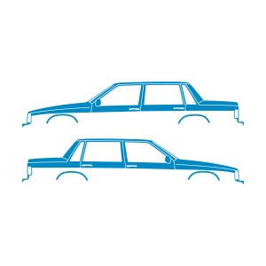 Set Of 2 Car Silhouette Decal Stickers For Volvo 744 Sedan Light Blue