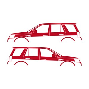 Set Of 2 Car Silhouette Decal Stickers For Land Rover Freelander 1 3-door Hatchback Red
