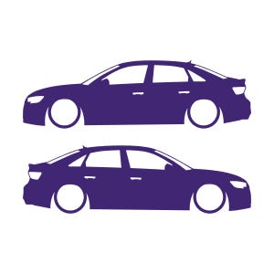 Set Of 2 Lowered Car Silhouette Decal Stickers For Audi S3 3rd Gen 8v Facelift 2016-20 Sedan Purple