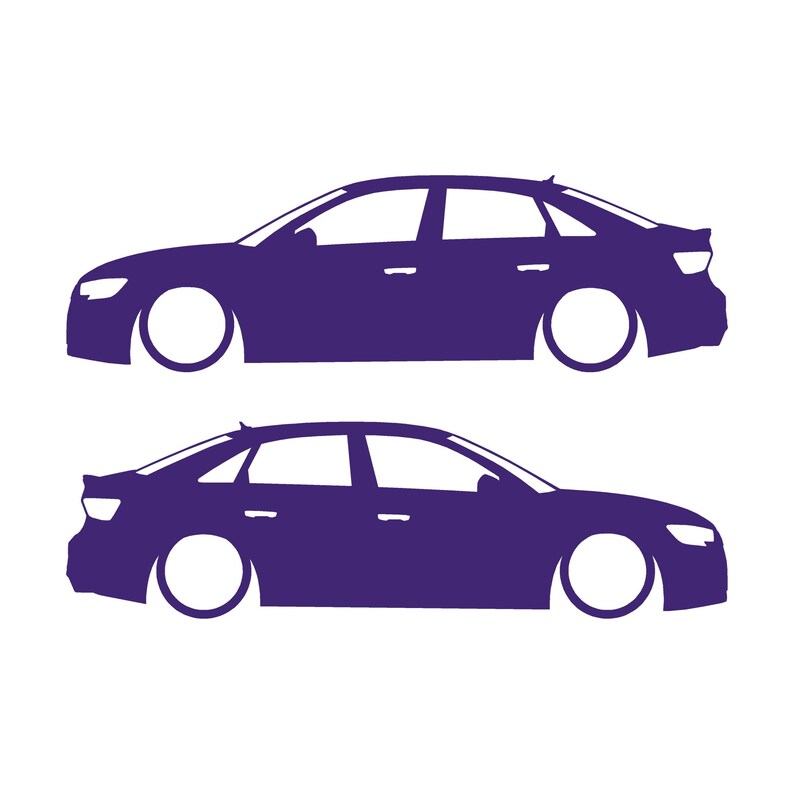 Set Of 2 Lowered Car Silhouette Decal Stickers For Audi S3 3rd Gen 8v Facelift 2016-20 Sedan Purple