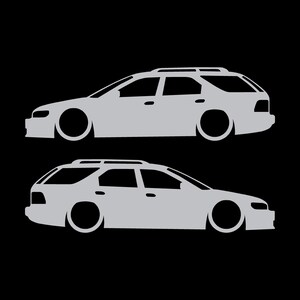 Set med 2 sänkta silhuettdekaler för Honda Accord 5:e generationen 1993-97 kombi Silver