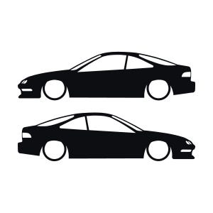 Set mit 2 Aufklebern für tiefergelegte Fahrzeuge für Acura Integra DC2 Coupé der 3. Generation Schwarz