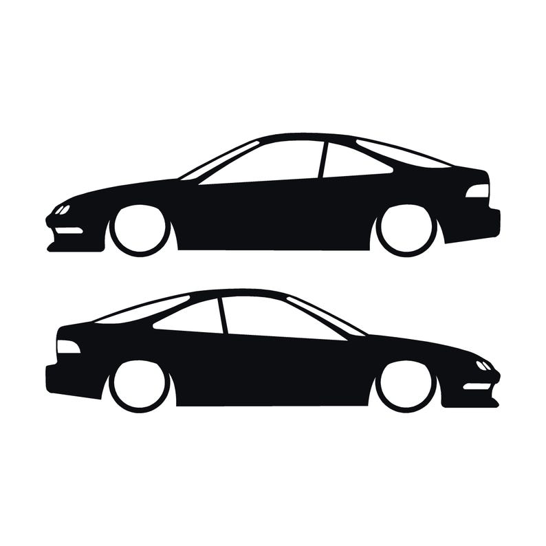 Set mit 2 Aufklebern für tiefergelegte Fahrzeuge für Acura Integra DC2 Coupé der 3. Generation Schwarz