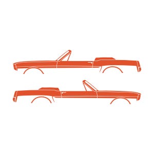 Set Of 2 Car Silhouette Decal Stickers For 1964-66 Ford Mustang Convertible Orange