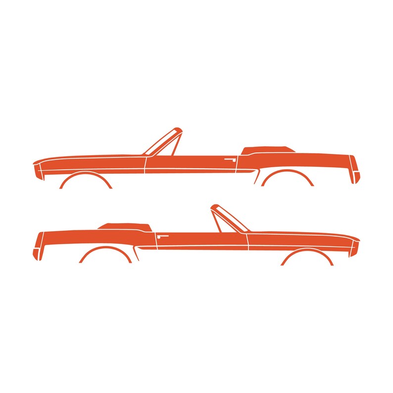 Set Of 2 Car Silhouette Decal Stickers For 1964-66 Ford Mustang Convertible Orange