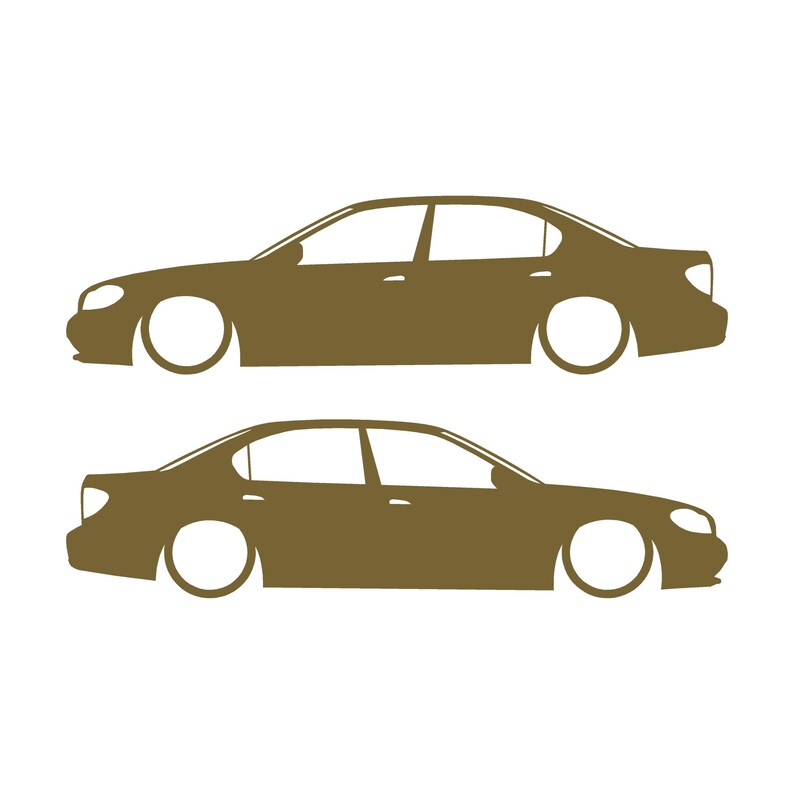 Set Of 2 Lowered Car Silhouette Decal Stickers For Nissan Cefiro A33 1998-2004 Gold