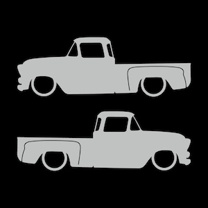 Set Of 2 Lowered Car Silhouette Decal Stickers For Chevrolet 3100 Stepside Pickup 1955-59 Light Grey