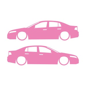 Set Of 2 Lowered Car Silhouette Decal Stickers For Acura TL UA6 2004-08 3rd Gen Sedan Soft Pink