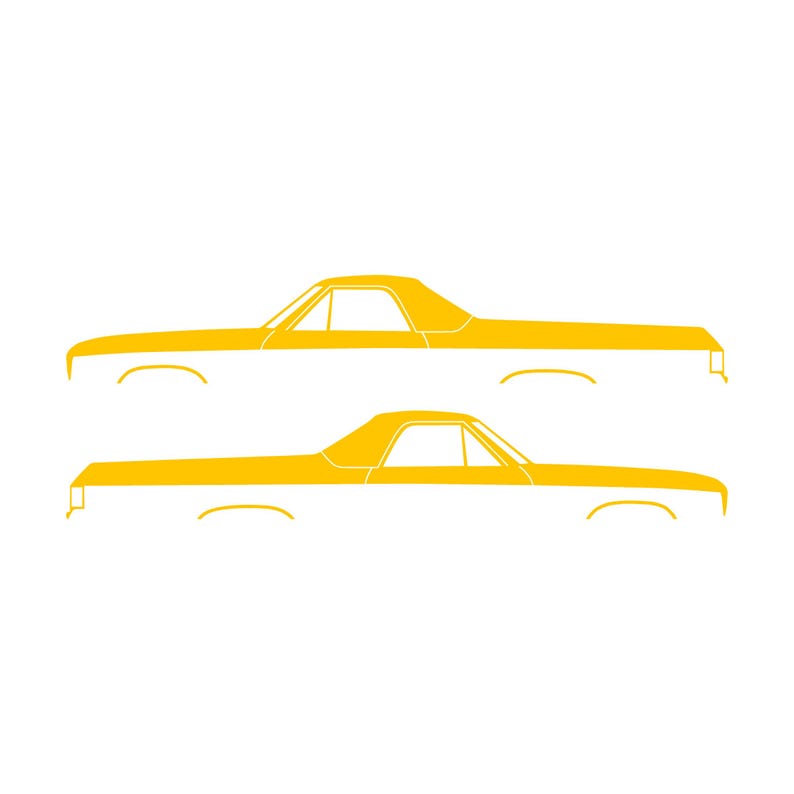 Set Of 2 Car Silhouette Decal Stickers For 1974 Chevrolet El Camino 4th Gen Yellow