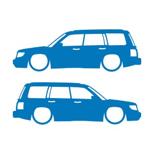 Set Of 2 Lowered Car Silhouette Decal Stickers For Subaru Forester 1st Gen SF Sky Blue