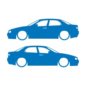 Set Of 2 Lowered Car Silhouette Decal Stickers For Alfa Romeo 156 Sedan Sky Blue