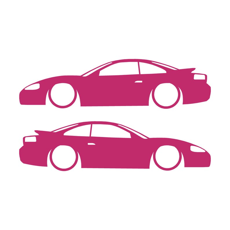 Set Of 2 Car Silhouette Decal Stickers For Dodge Stealth RT Turbo Pink