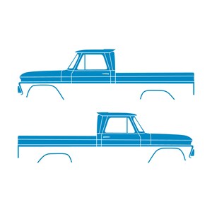 Set van 2 autosilhouet-stickers voor Chevrolet C10 1e generatie korte laadbak 1964-66 Light Blue