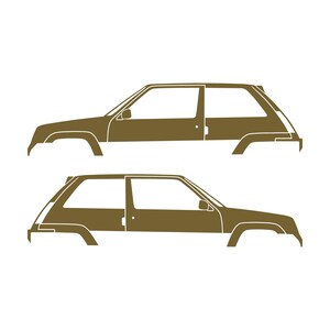 Set Of 2 Car Silhouette Decal Stickers For Renault 5 GT Turbo Gold
