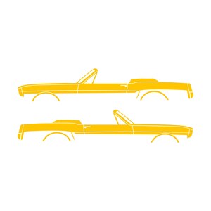 Set Of 2 Car Silhouette Decal Stickers For 1964-66 Ford Mustang Convertible Yellow